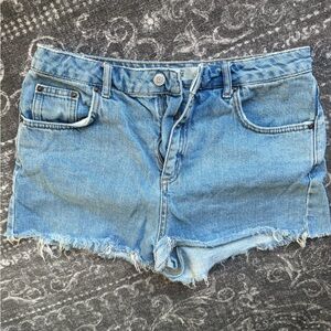 Topshop Light Blue Distressed Denim Shorts